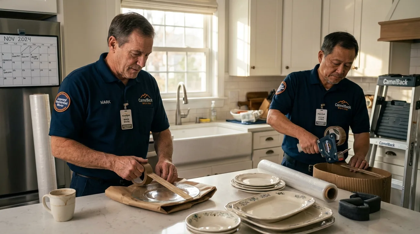 Professional crew packing kitchen dishware in Prineville, OR